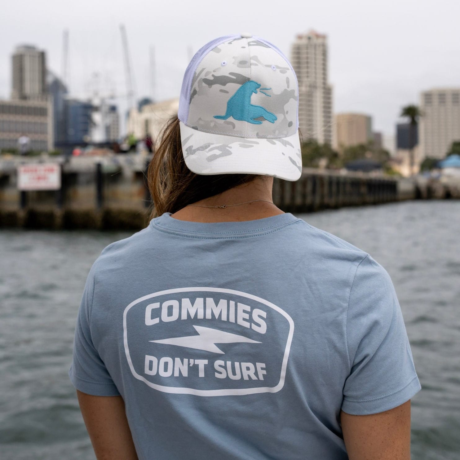 Women's Commies Don't Surf Stamp Tee