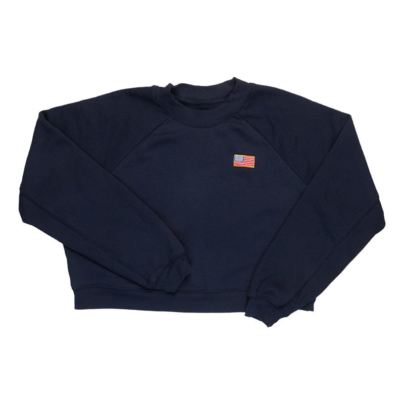 Women&#39;s Lil USA Embroidery Crop Crew Sweater