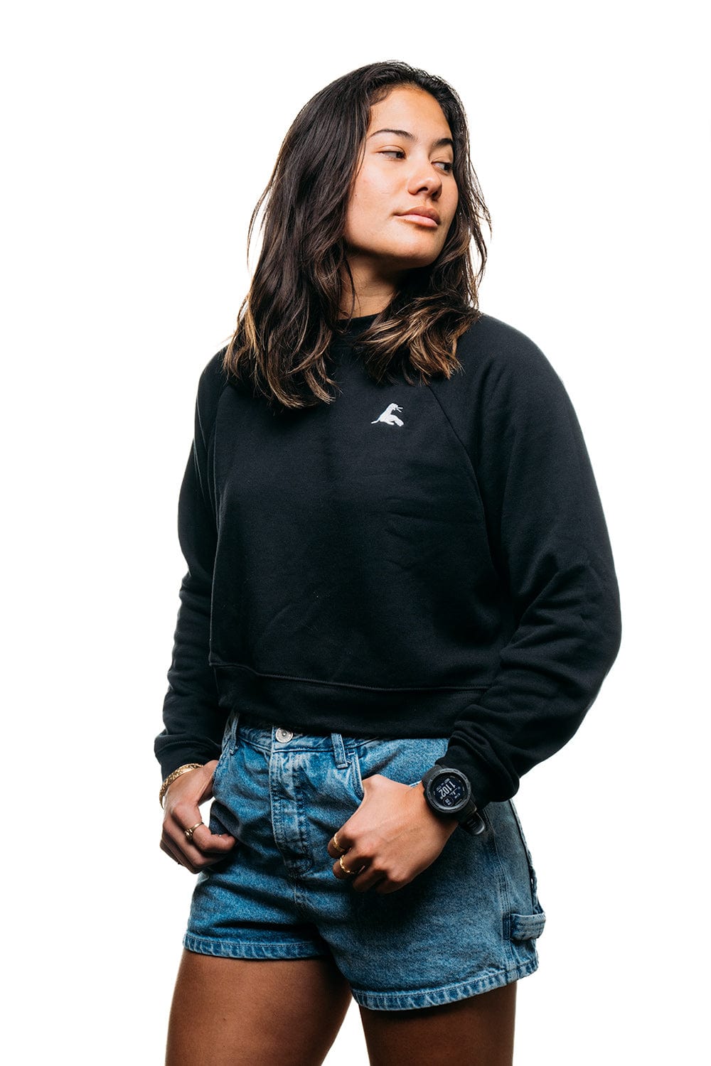 Lil URT Embroidery Raglan Crop Crew Fleece