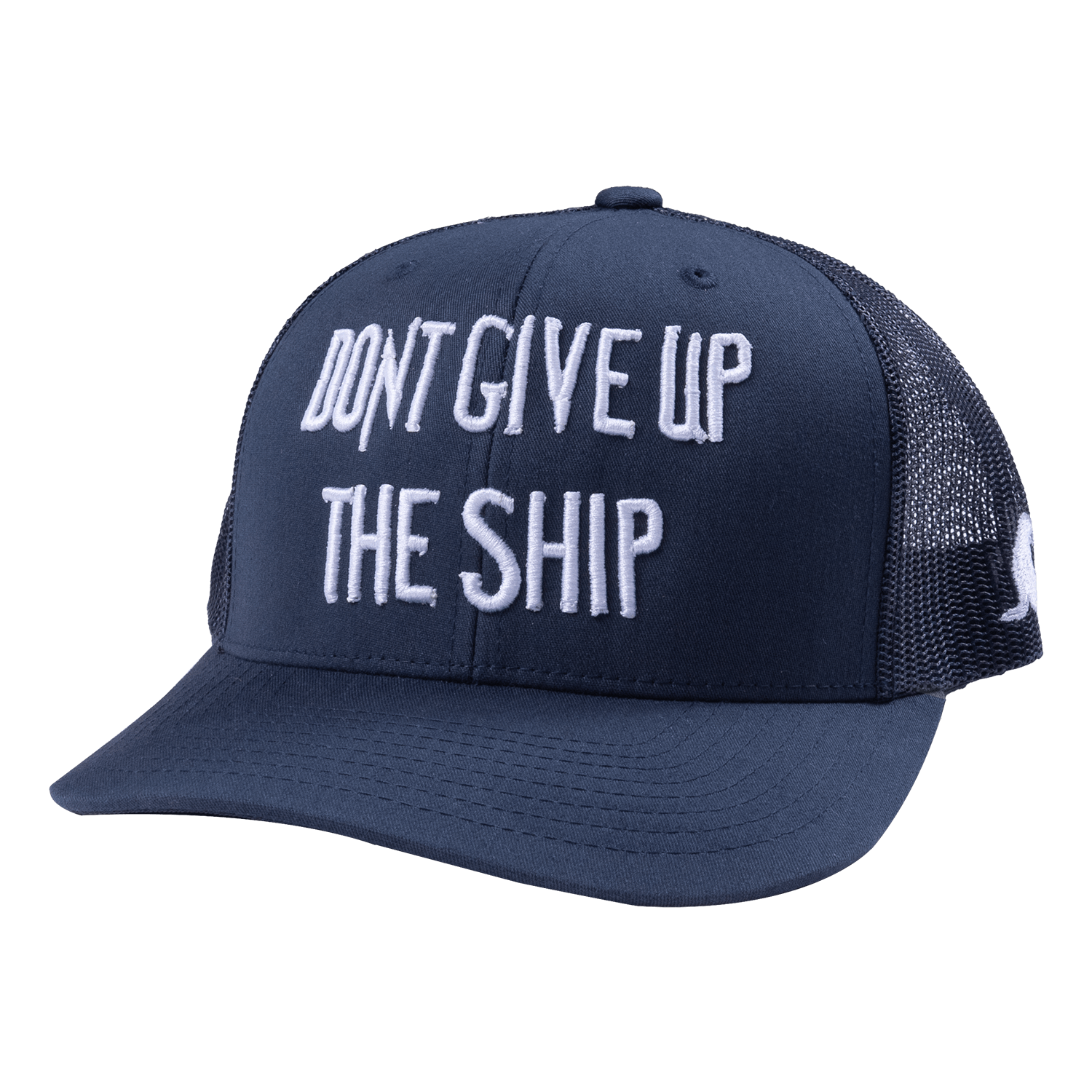 Don't Give Up the Ship Puff Embroidery Retro Trucker