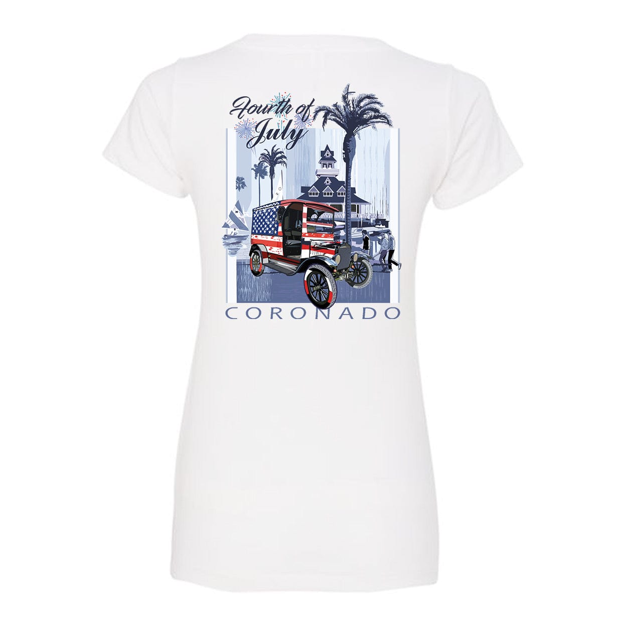 Coronadosurfdesigns Coronado CA 4th of July, Short-Sleeve T-Shirt - XL
